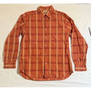 Tommy Bahama Men's Medium Long Sleeve Button Up Orange Cotton Shirt